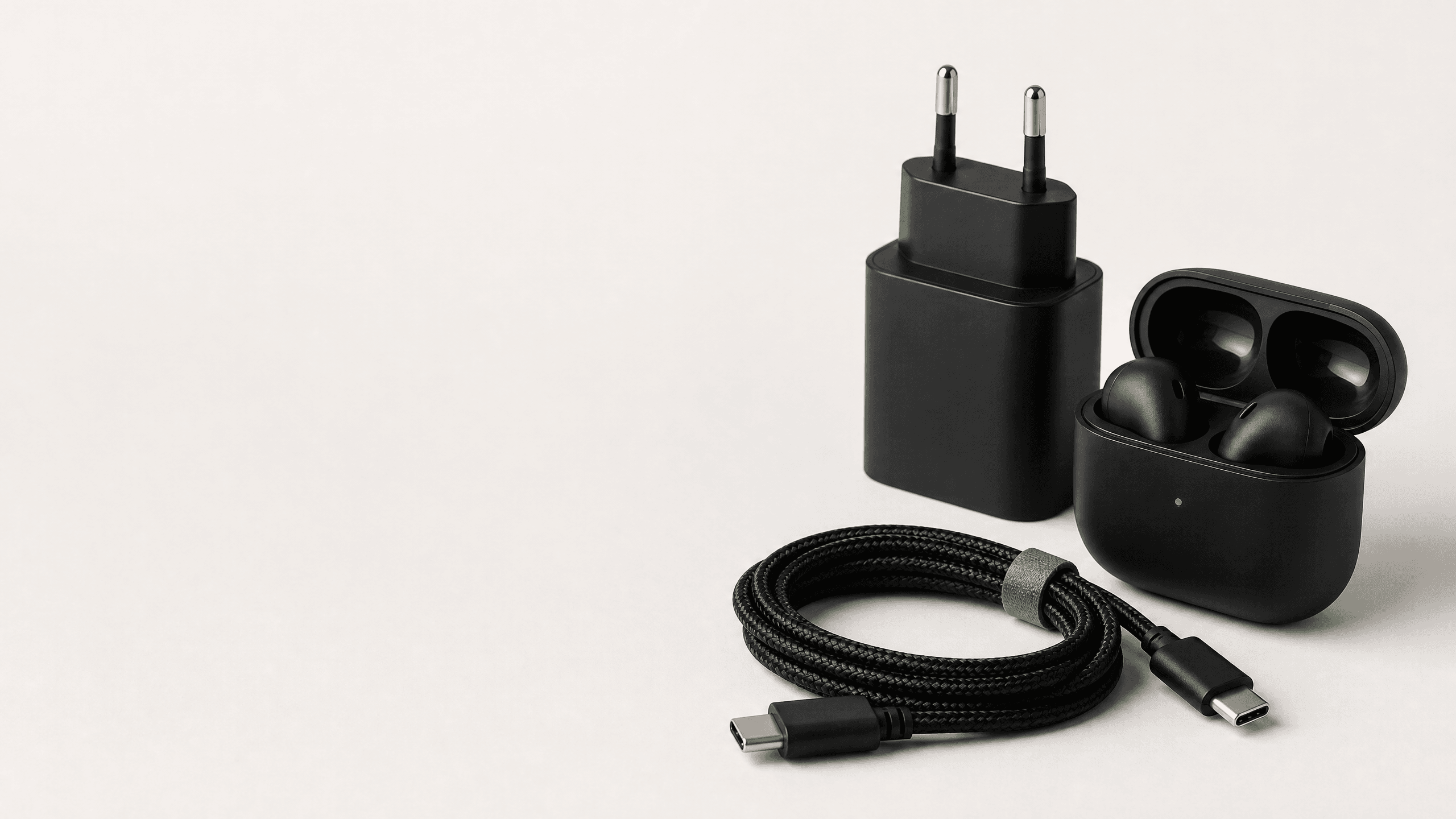Carregador, fone sem fio e cabo USB-C premium da Place
